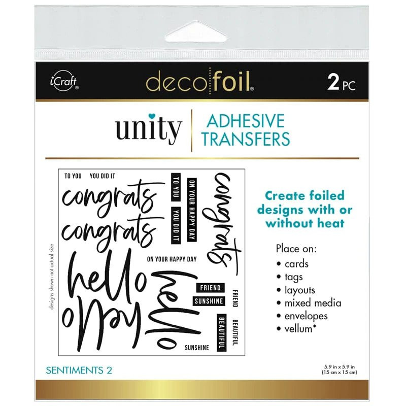 Thermoweb Deco Foil Adhesive Transfer Designs by Unity Stamps Sentiments 2